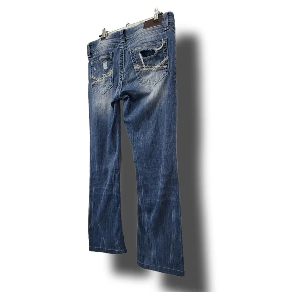 🌿BKE Women's 29L ( 29x33.5) Medium Wash Stella Boot Stretch Distressed Jeans - Picture 10 of 16